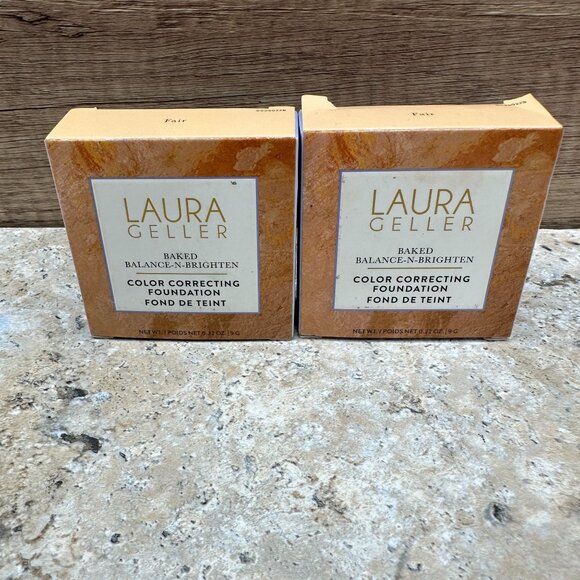 2X LAURA GELLER Baked Balance-n-Brighten Color Correcting Foundation Fair 9G NIB - Picture 1 of 9
